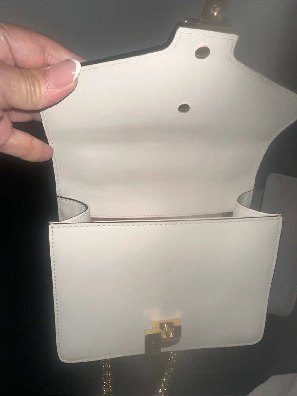 Gucci White and red blue Leather Chain Crossbody with Gold Hardware